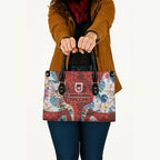 St George Illawarra Dragons Leather Bag Tropical Hibiscus Floral Pattern With Red And White Accents