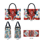 St George Illawarra Dragons Leather Bag Tropical Hibiscus Floral Pattern With Red And White Accents