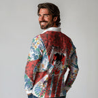 St George Illawarra Dragons Long Sleeve Polo Shirt Tropical Hibiscus Floral Pattern With Red And White Accents