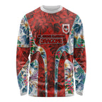 St George Illawarra Dragons Long Sleeve Shirt Tropical Hibiscus Floral Pattern With Red And White Accents