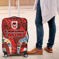 St George Illawarra Dragons Luggage Cover Tropical Hibiscus Floral Pattern With Red And White Accents