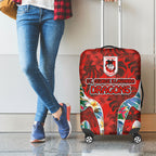 St George Illawarra Dragons Luggage Cover Tropical Hibiscus Floral Pattern With Red And White Accents