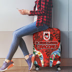 St George Illawarra Dragons Luggage Cover Tropical Hibiscus Floral Pattern With Red And White Accents