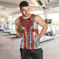 St George Illawarra Dragons Men Tank Top Tropical Hibiscus Floral Pattern With Red And White Accents