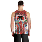 St George Illawarra Dragons Men Tank Top Tropical Hibiscus Floral Pattern With Red And White Accents