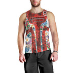 St George Illawarra Dragons Men Tank Top Tropical Hibiscus Floral Pattern With Red And White Accents