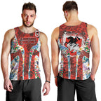 St George Illawarra Dragons Men Tank Top Tropical Hibiscus Floral Pattern With Red And White Accents