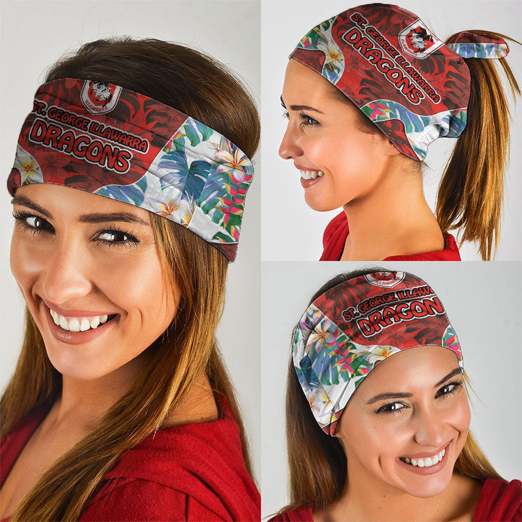 St George Illawarra Dragons Neck Gaiter Tropical Hibiscus Floral Pattern With Red And White Accents