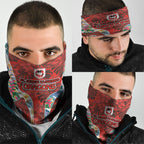 St George Illawarra Dragons Neck Gaiter Tropical Hibiscus Floral Pattern With Red And White Accents