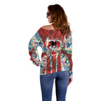 St George Illawarra Dragons Off Shoulder Sweater Tropical Hibiscus Floral Pattern With Red And White Accents