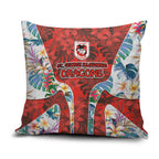 St George Illawarra Dragons Pillow Cover Tropical Hibiscus Floral Pattern With Red And White Accents