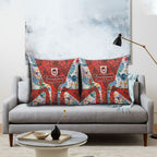 St George Illawarra Dragons Pillow Cover Tropical Hibiscus Floral Pattern With Red And White Accents