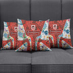 St George Illawarra Dragons Pillow Cover Tropical Hibiscus Floral Pattern With Red And White Accents