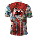 St George Illawarra Dragons Polo Shirt Tropical Hibiscus Floral Pattern With Red And White Accents