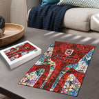 St George Illawarra Dragons Puzzle Tropical Hibiscus Floral Pattern With Red And White Accents