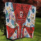 St George Illawarra Dragons Quilt Tropical Hibiscus Floral Pattern With Red And White Accents