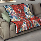 St George Illawarra Dragons Quilt Tropical Hibiscus Floral Pattern With Red And White Accents