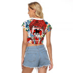 St George Illawarra Dragons Raglan Cropped T Shirt Tropical Hibiscus Floral Pattern With Red And White Accents