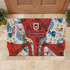 St George Illawarra Dragons Rubber Doormat Tropical Hibiscus Floral Pattern With Red And White Accents