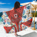 St George Illawarra Dragons Sarong Tropical Hibiscus Floral Pattern With Red And White Accents