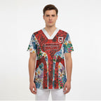 St George Illawarra Dragons Scrub Top Tropical Hibiscus Floral Pattern With Red And White Accents