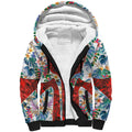 St George Illawarra Dragons Sherpa Hoodie Tropical Hibiscus Floral Pattern With Red And White Accents