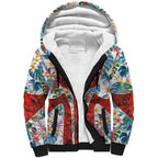 St George Illawarra Dragons Sherpa Hoodie Tropical Hibiscus Floral Pattern With Red And White Accents