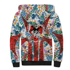 St George Illawarra Dragons Sherpa Hoodie Tropical Hibiscus Floral Pattern With Red And White Accents