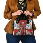 St George Illawarra Dragons Shoulder Handbag Tropical Hibiscus Floral Pattern With Red And White Accents