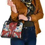 St George Illawarra Dragons Shoulder Handbag Tropical Hibiscus Floral Pattern With Red And White Accents