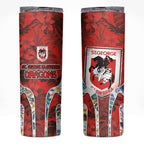 St George Illawarra Dragons Skinny Tumbler Tropical Hibiscus Floral Pattern With Red And White Accents