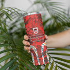 St George Illawarra Dragons Skinny Tumbler Tropical Hibiscus Floral Pattern With Red And White Accents