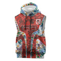 St George Illawarra Dragons Sleeveless Hoodie Tropical Hibiscus Floral Pattern With Red And White Accents