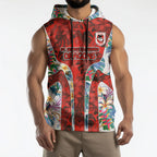 St George Illawarra Dragons Sleeveless Hoodie Tropical Hibiscus Floral Pattern With Red And White Accents