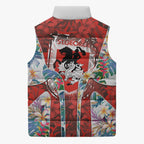 St George Illawarra Dragons Sleeveless Puffer Jacket Tropical Hibiscus Floral Pattern With Red And White Accents