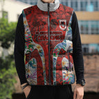 St George Illawarra Dragons Sleeveless Puffer Jacket Tropical Hibiscus Floral Pattern With Red And White Accents