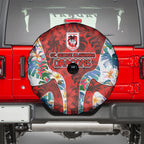 St George Illawarra Dragons Spare Tire Cover Tropical Hibiscus Floral Pattern With Red And White Accents