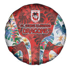 St George Illawarra Dragons Spare Tire Cover Tropical Hibiscus Floral Pattern With Red And White Accents
