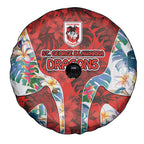 St George Illawarra Dragons Spare Tire Cover Tropical Hibiscus Floral Pattern With Red And White Accents