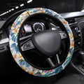 St George Illawarra Dragons Steering Wheel Cover Tropical Hibiscus Floral Pattern With Red And White Accents