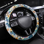 St George Illawarra Dragons Steering Wheel Cover Tropical Hibiscus Floral Pattern With Red And White Accents