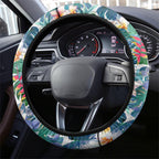 St George Illawarra Dragons Steering Wheel Cover Tropical Hibiscus Floral Pattern With Red And White Accents