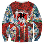St George Illawarra Dragons Sweatshirt Tropical Hibiscus Floral Pattern With Red And White Accents