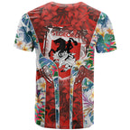 St George Illawarra Dragons T Shirt Tropical Hibiscus Floral Pattern With Red And White Accents