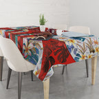 St George Illawarra Dragons Tablecloth Tropical Hibiscus Floral Pattern With Red And White Accents