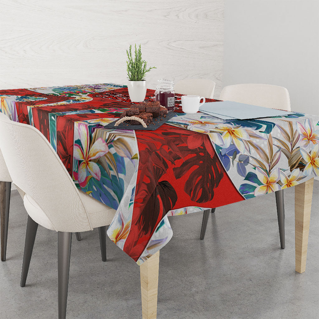 St George Illawarra Dragons Tablecloth Tropical Hibiscus Floral Pattern With Red And White Accents