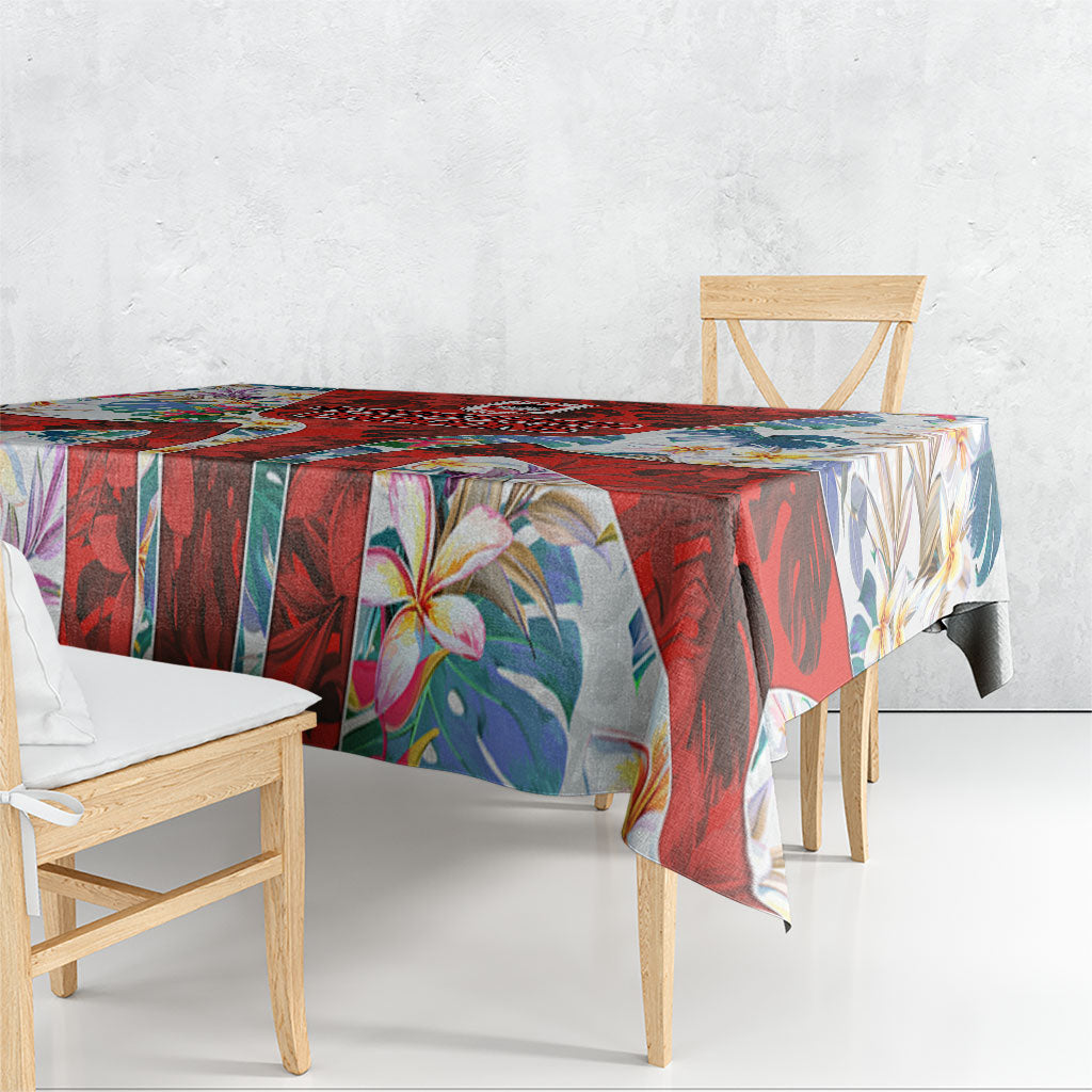 St George Illawarra Dragons Tablecloth Tropical Hibiscus Floral Pattern With Red And White Accents