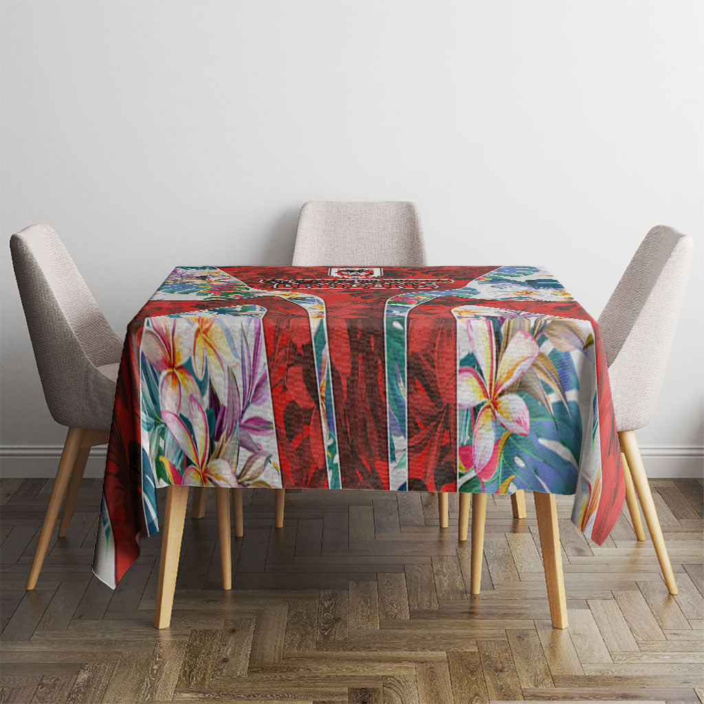 St George Illawarra Dragons Tablecloth Tropical Hibiscus Floral Pattern With Red And White Accents