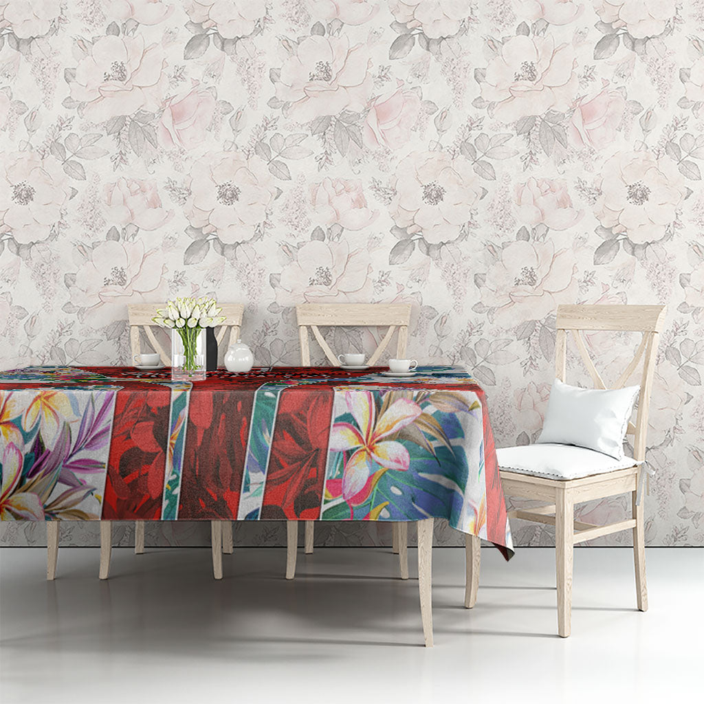 St George Illawarra Dragons Tablecloth Tropical Hibiscus Floral Pattern With Red And White Accents