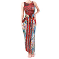 St George Illawarra Dragons Tank Maxi Dress Tropical Hibiscus Floral Pattern With Red And White Accents